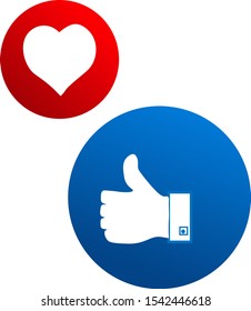 Finger and heart icons. The design of social networks. The idea of a social network. Vector illustration.