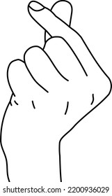 Finger heart isolated vector illustration.