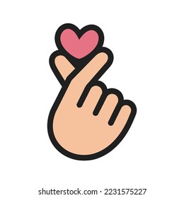 Finger heart korean love sign vector design illustration