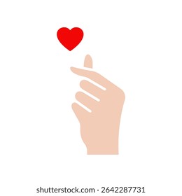 Finger heart korean love sign vector design illustration
