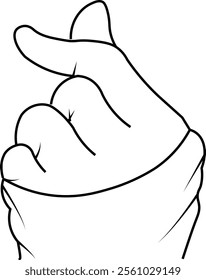 Finger heart line art drawing, editable and can be modified