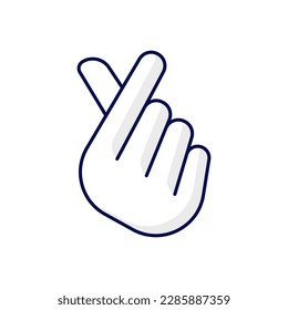 Finger heart RGB color icon. Gesturing hand for flirting and friendship. Romantic signature. Sign of affection. K pop. Korean culture. Traditional symbols of Korea. Isolated vector illustration