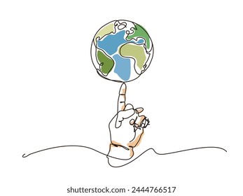 The finger hold up the earth to shows the confidence for the world vector illustration graphic EPS 10