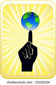 finger holding earth