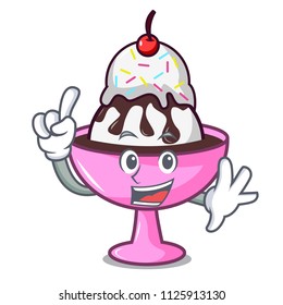 Finger ice cream sundae mascot cartoon