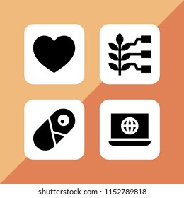 finger icon. 4 finger set with smart, www, medicine and like vector icons for web and mobile app