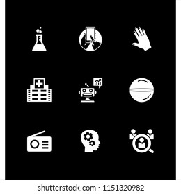 finger icon. 9 finger set with nails, radio, robot and medicine vector icons for web and mobile app