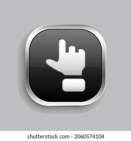 finger up icon design. Glossy Button style rounded rectangle isolated on gray background.. Vector illustration