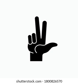 Finger Icon Indicates Number Two - Vector.