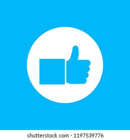 Finger up icon on blue background. vector illustration