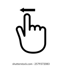 Finger Icon. Pointing Swipe Hand Left. Left Hand Gesture. Drag And Drop Cursor Mark.