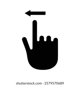 Finger Icon. Pointing Swipe Hand Left. Left Hand Gesture. Drag And Drop Cursor Mark.