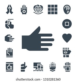 finger icon set. 17 filled finger icons.  Collection Of - Prayer, Clicking, Hand, Stop, Like, Glove, Nice, Screens, Keypad, Gauntlet, Fingerprint