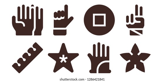  finger icon set. 8 filled finger icons. Simple modern icons about  - Finger, Gloves, Starfish, Hand, Stop