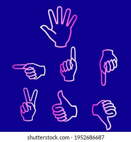 Fingersymbol-Set. Linienbild-Vektordesign