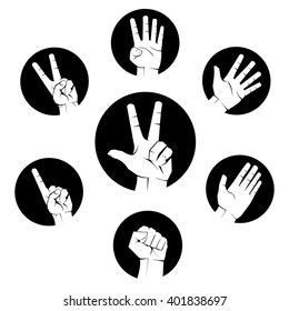 Finger icon set with seven logo with gestures isolated flat vector eps sign jpg logo Illustration count