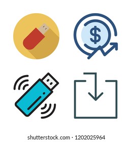 finger icon set. vector set about download, pendrive and profits icons set.