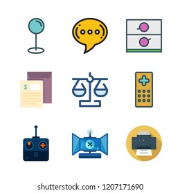 finger icon set. vector set about invoice, printer, pin and adjustment id icons set.