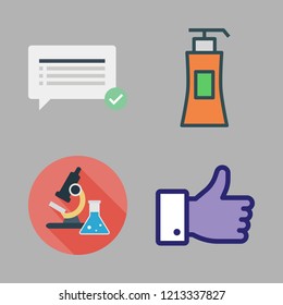 finger icon set. vector set about chat, science, like and liquid soap icons set.