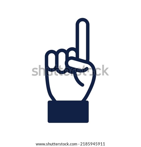 Finger up icon. A single pointing finger upward isolated on white background for social media, app and web design. Vector illustration 