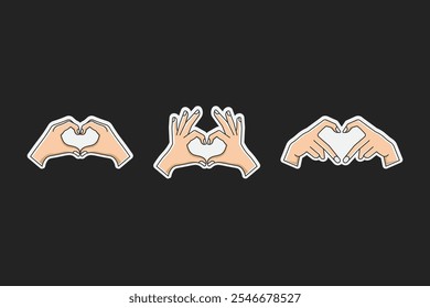 finger icon sticker, finger sticker vector forms a heart