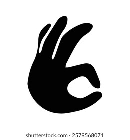 Finger Icon. Thumb and index finger together. OK Gesture and Like Sign. Good. Excellent.