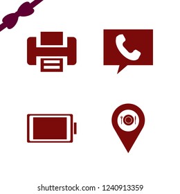 finger icon. finger vector icons set full battery, printer, location restaurant and phone