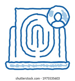finger identity sketch icon vector. Hand drawn blue doodle line art finger identity sign. isolated symbol illustration