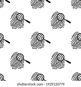 Finger Impression Evidence Icon Seamless Pattern, Fingerprint Identification Examination Vector Art Illustration