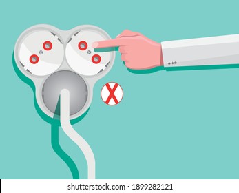 If a finger is inserted into the 3-plug socket, electric shock may occur. 3d realistic triple socket vector illustration, mesh gradient, white triple socket. illustration modern design.