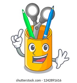 Finger isometric supplies desktop on organizer mascot