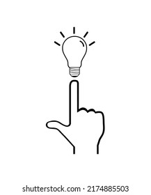 finger and lamp icon vector illustration logo template