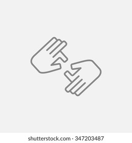 Finger language line icon for web, mobile and infographics. Vector dark grey icon isolated on light grey background.