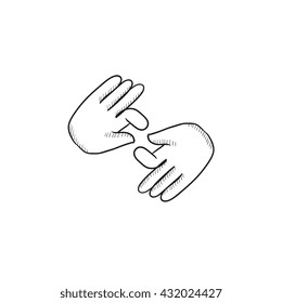 Finger language vector sketch icon isolated on background. Hand drawn Finger language icon. Finger language sketch icon for infographic, website or app.
