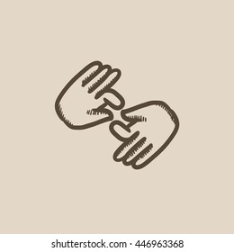 Finger language vector sketch icon isolated on background. Hand drawn Finger language icon. Finger language sketch icon for infographic, website or app.