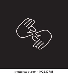 Finger language vector sketch icon isolated on background. Hand drawn Finger language icon. Finger language sketch icon for infographic, website or app.