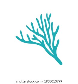 Finger Leather Coral With Sharp Edge Isolated Icon. Vector Undersea Plant Grown At Sea Bottom, Aquarium And Tank Decoration. Tropical Seabed Plant, Marine Life Object. Blue Mushroom Soft Or Hard Coral