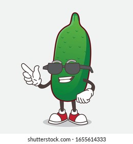 Finger Lime Fruit cartoon businessman mascot character wearing tie and glasses