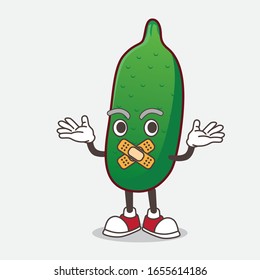 Finger Lime Fruit cartoon mascot character making a silent gesture