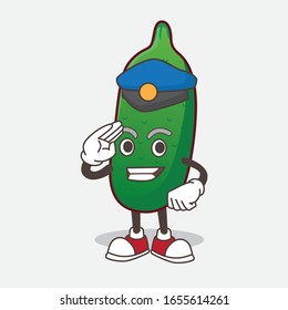 Finger Lime Fruit cartoon mascot character working as a Police officer