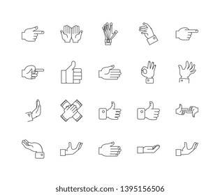 Finger  line icon signs. Linear vector outline illustration set concept.