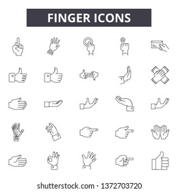 Finger line icons, signs, vector set, outline illustration concept 