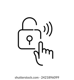 Finger and lock. Biometric secure account access. Pixel perfect icon