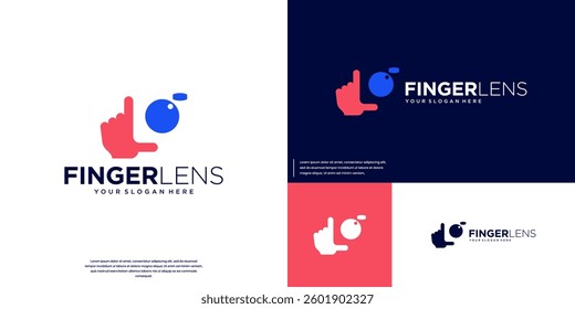 finger logo with abstract camera shape, digital media, entertainment, graphic design illustration.