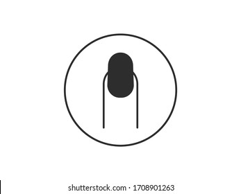 Dedo, manicura, icono de uñas. Ilustración vectorial, diseño plano.