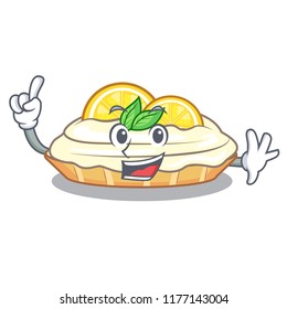 Finger mascot delicious homemade lemon cake with sugar
