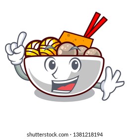 Finger meatballs are served in cartoon bowl