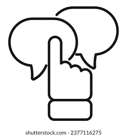 Finger message icon outline vector. Speech chat. Like group