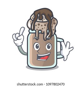 Finger milkshake mascot cartoon style