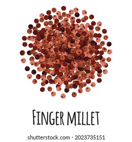 Finger millet for template farmer market design, label and packing. Natural energy protein organic super food. Vector cartoon isolated illustration.